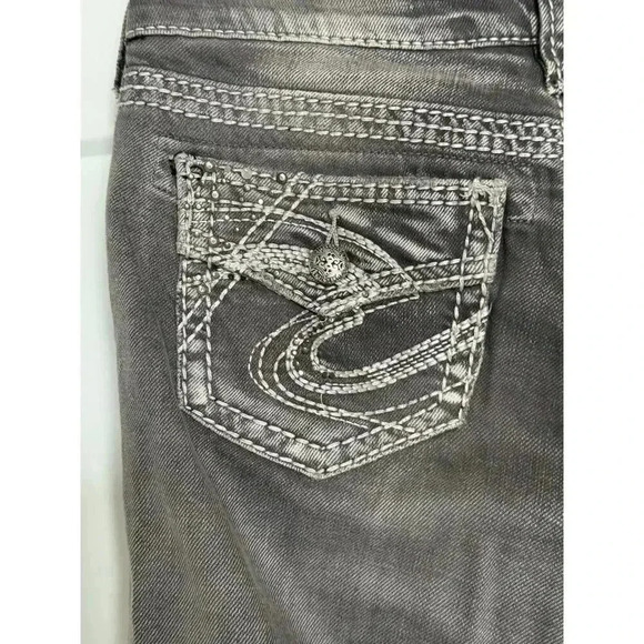 Silver Jeans Womens Grey Suki Flap Skinny Size 26x31 Distressed Soft Denim - Picture 5 of 12
